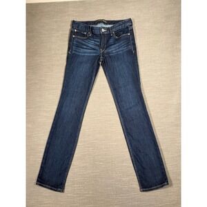 Express Stella Skinny Low Rise Jeans Dark Wash Denim Blue Womens Size 8L Long
